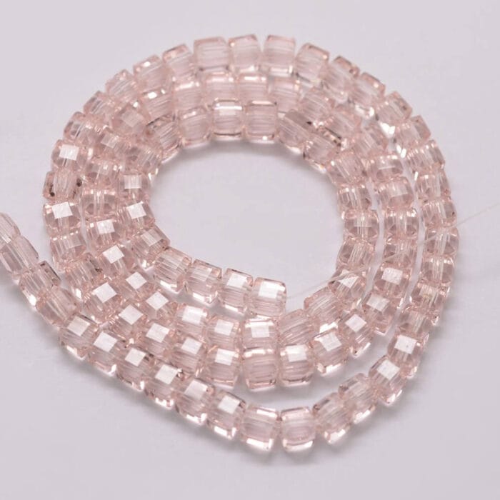 Pink Faceted crystal square beads