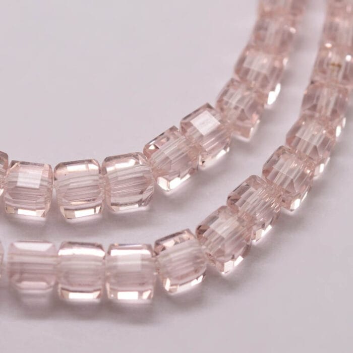 Pink Faceted crystal square beads