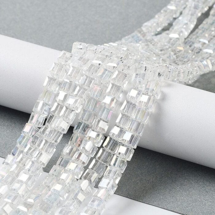 Plain Faceted Square Glass Beads