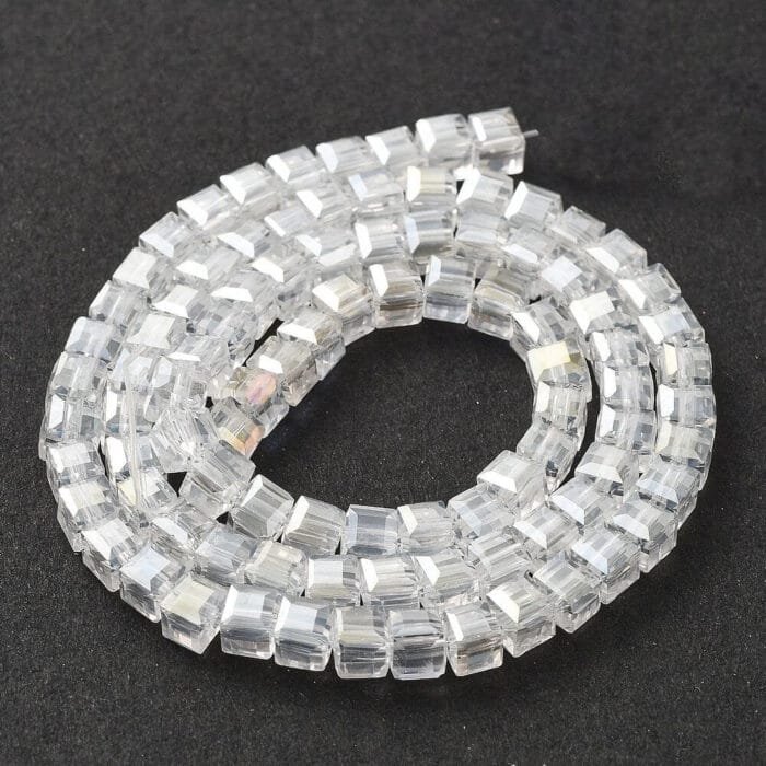 Plain Faceted Square Glass Beads