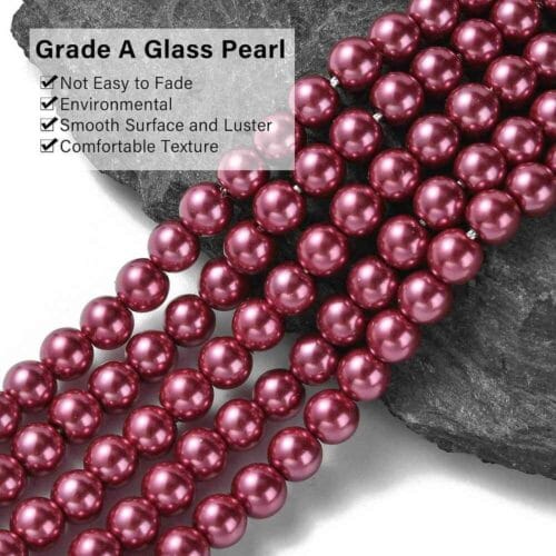 Red Violet Dyed Glass Pearl Beads