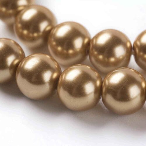 6mm Golden Dyed Glass Pearl Beads