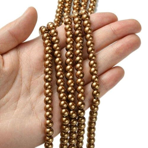 Dark Golden Dyed Glass Pearl Beads