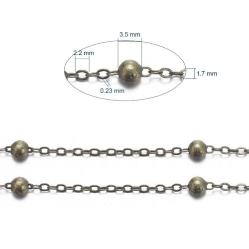 2m Antique Bronze Jewellery Cable Chain