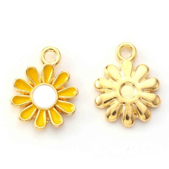 Enamel Yellow Flower Charm Pendant