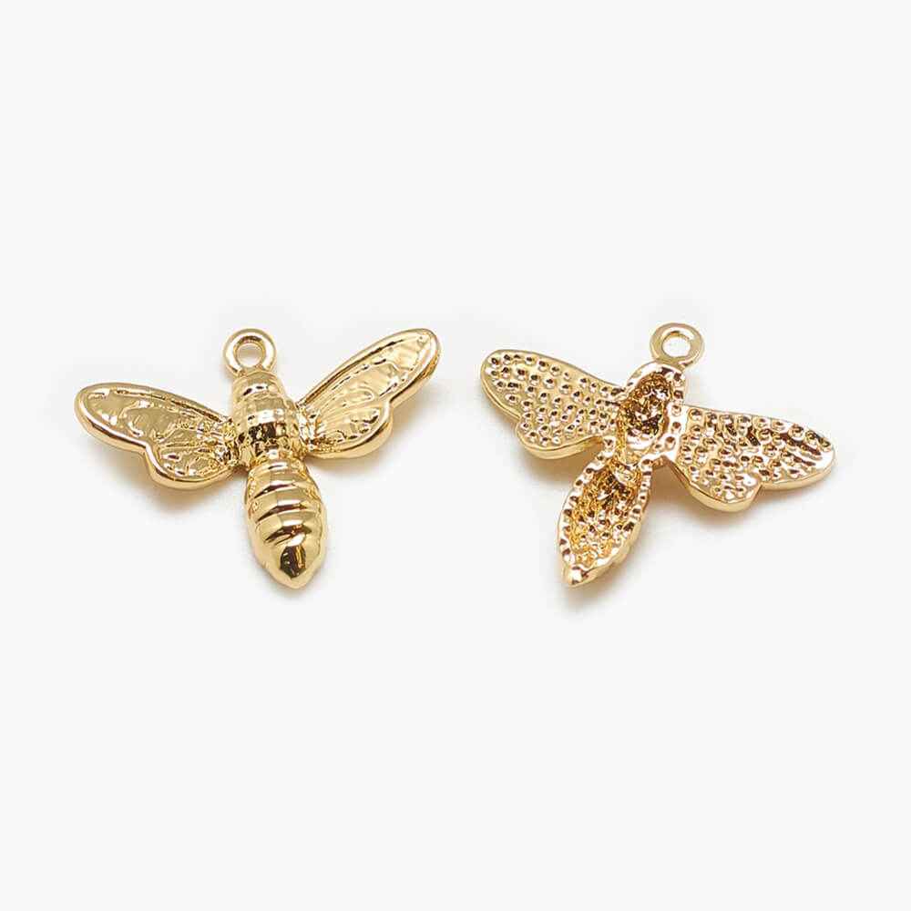 Gold Plated Brass Bee Pendant Charm