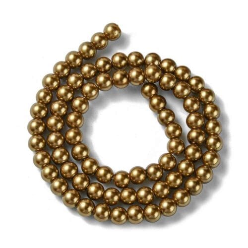Dark Golden Glass Pearl Beads