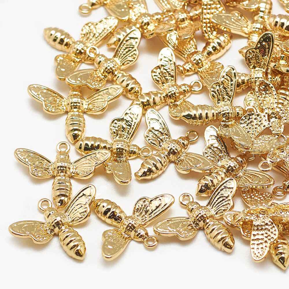 Gold Plated Brass Bee Pendant Charm