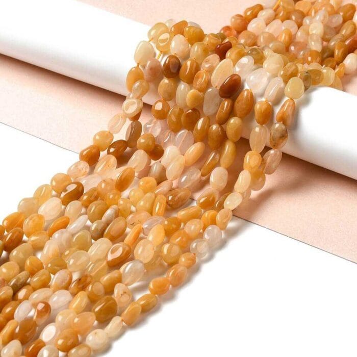 Dark Yellow Aventurine Gemstone Nugget Beads