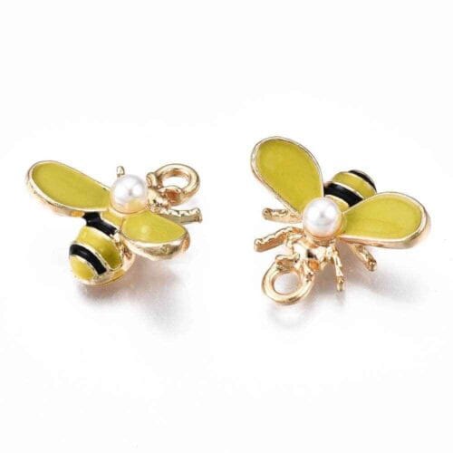 Light Gold Enamel Bee Pendant Charm