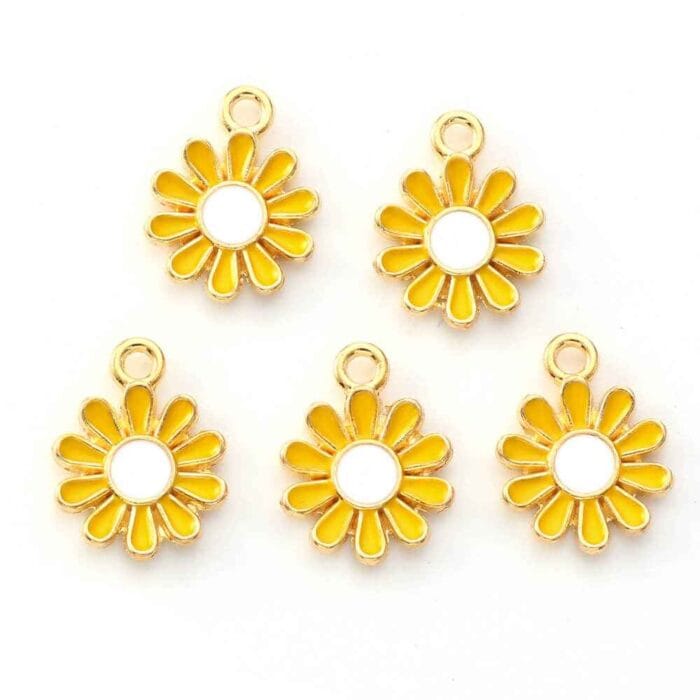 Enamel Yellow Flower Charm Pendant