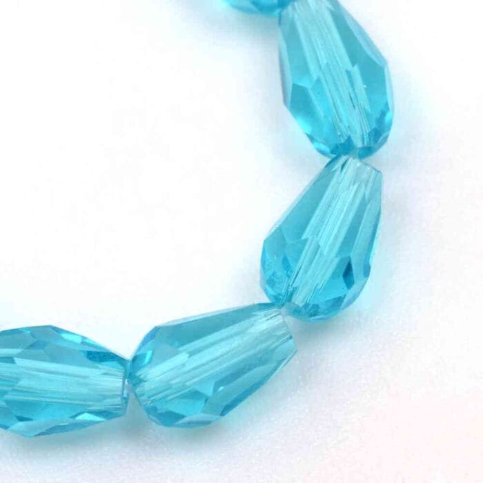 Sky Blue Faceted Tear Drop Glass Beads
