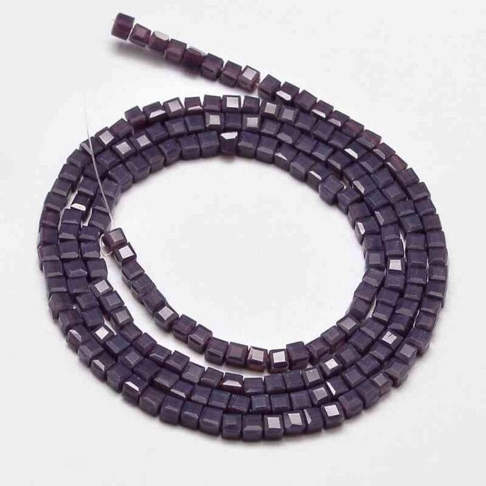 Purple Faceted Cube Glass Beads