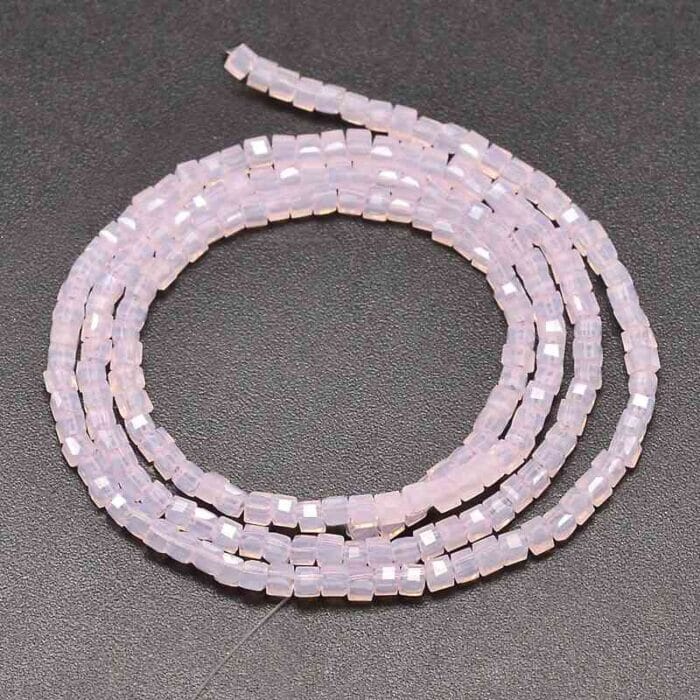 Pink Faceted Cube Glass Beads