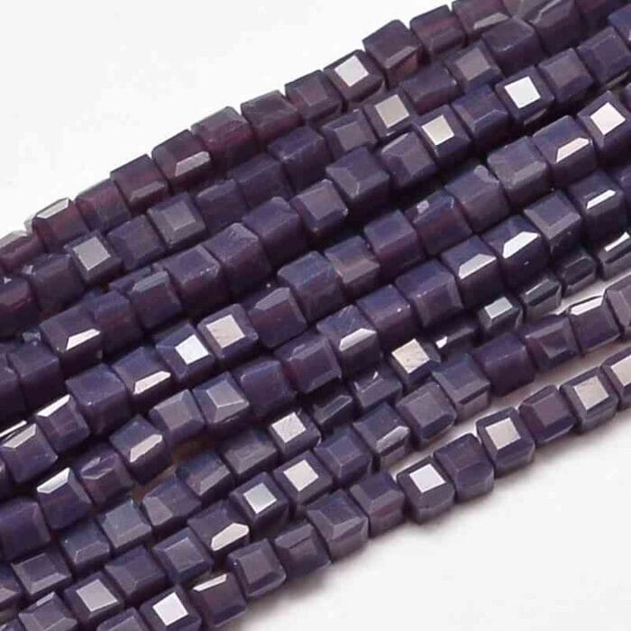 Purple Faceted Cube Glass Beads