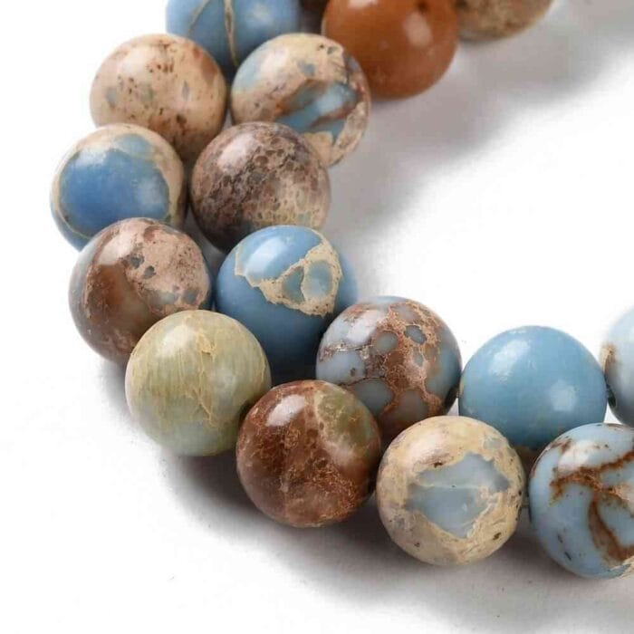 Light Blue Imperial Jasper Sea Sediment Regalite Gemstones Beads