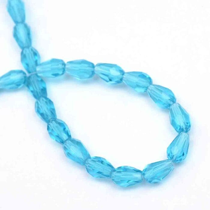 Sky Blue Faceted Tear Drop Glass Beads