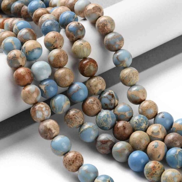Light Blue Imperial Jasper Sea Sediment Regalite Gemstones Beads