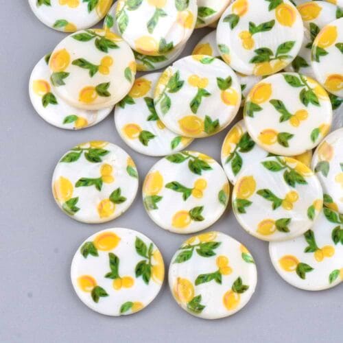 Gold Printed Shell Beads