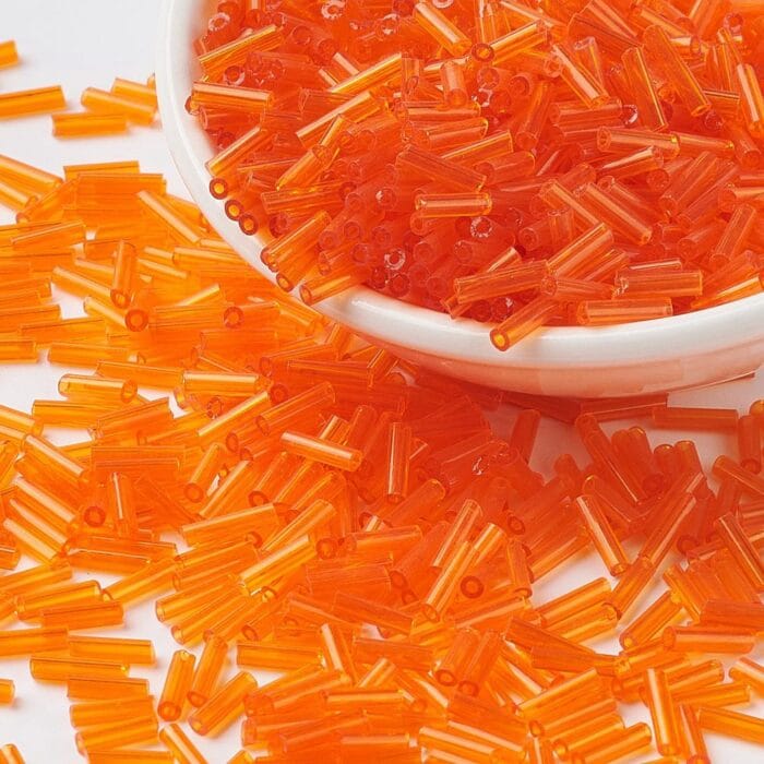 Plain Orange AB Bugle Seed Beads Size #2 - (10 grams)