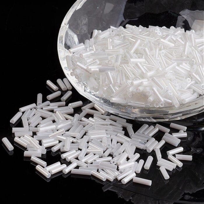 AB White Bugle Seed Beads Size #2 - (10 grams)