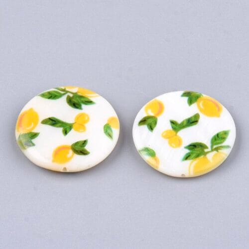 Gold Printed Shell Beads