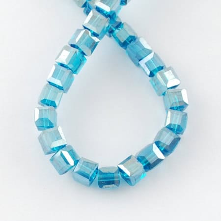 Dark Turquoise Faceted Cube Glass Beads