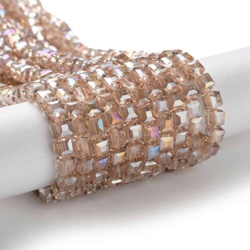 Peach Square Glass Beads