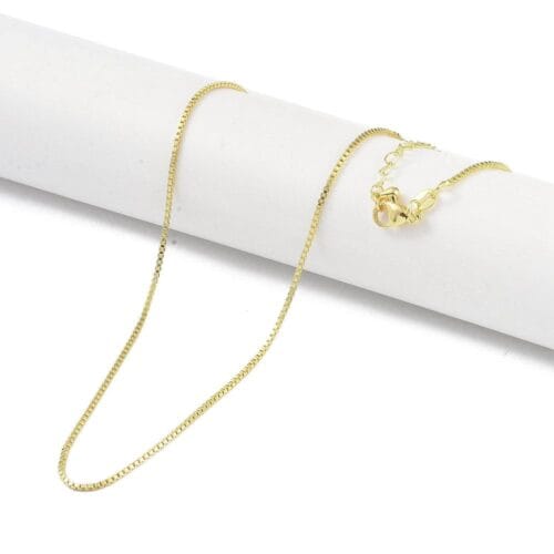 18K Gold Plated Brass Platinum Box Chain Necklaces – Complete with Extender