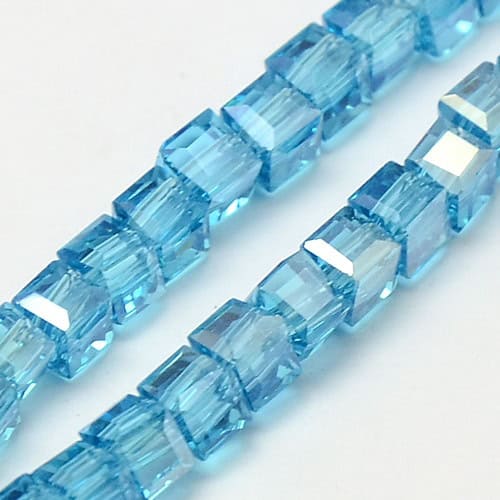 Sky Blue Faceted Square Glass Beads