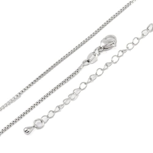 Silver Brass Box Chain Necklace