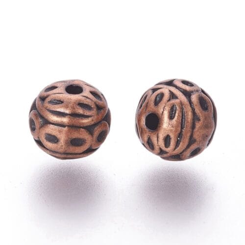 Red Copper Round Metal Beads