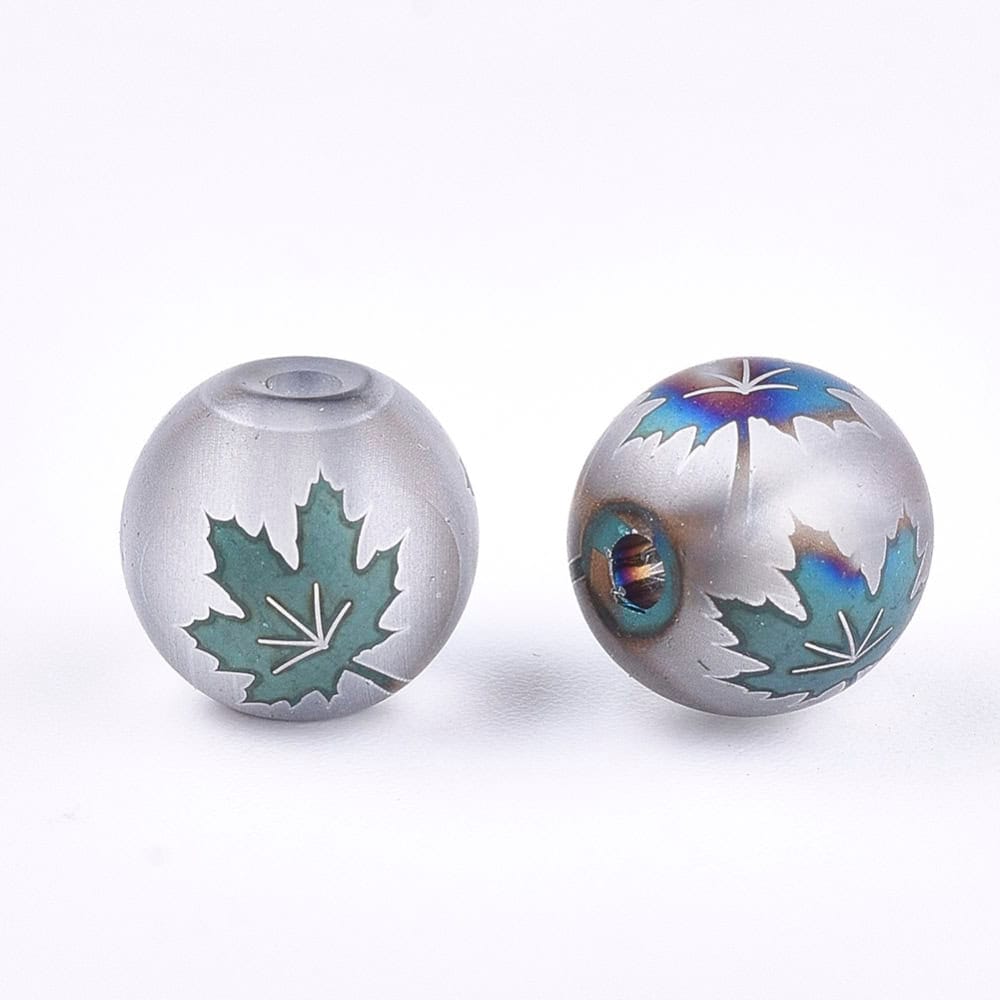 Cadet Blue Frosted Autumn Glass Beads