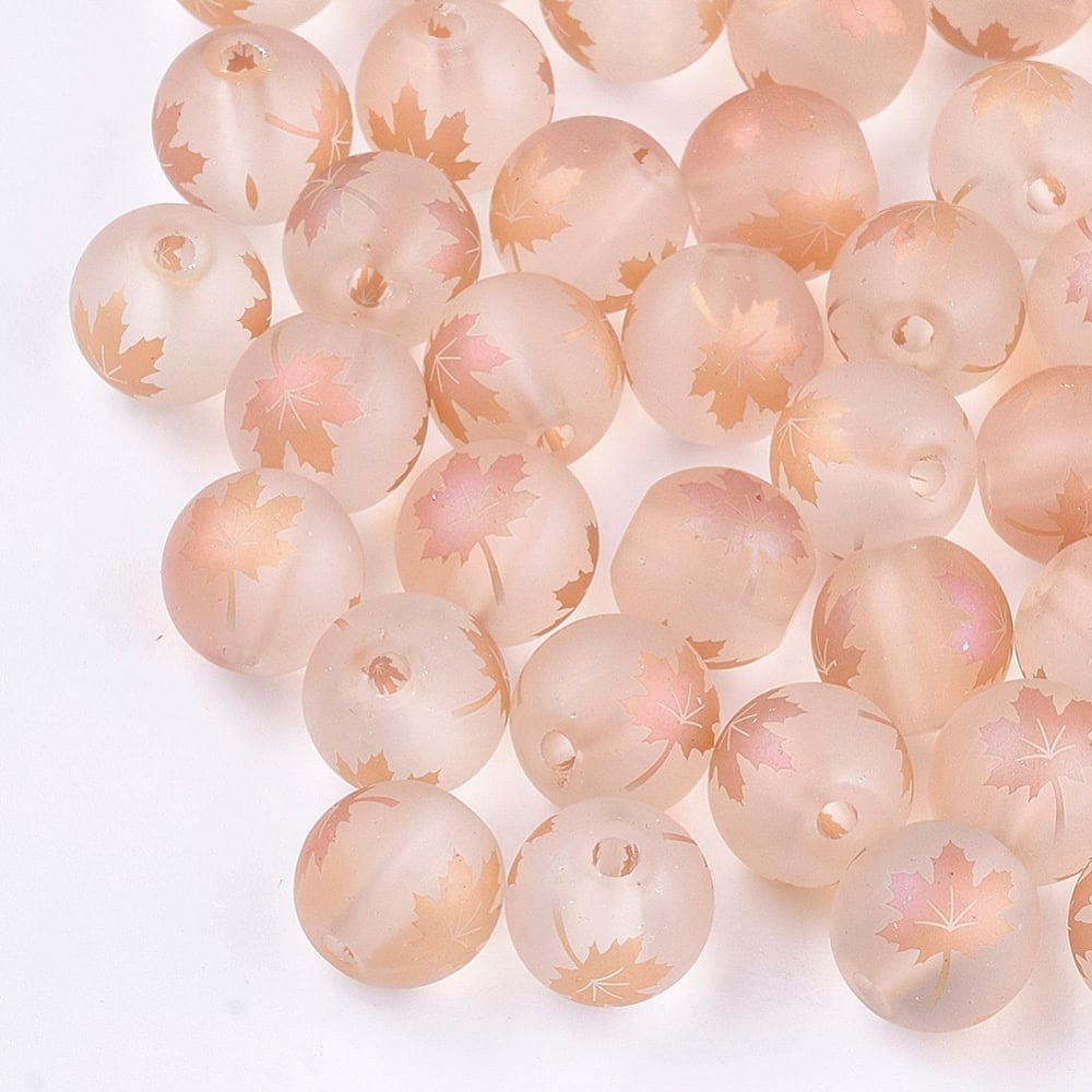 Salmon Frosted Autumn Glass Beads