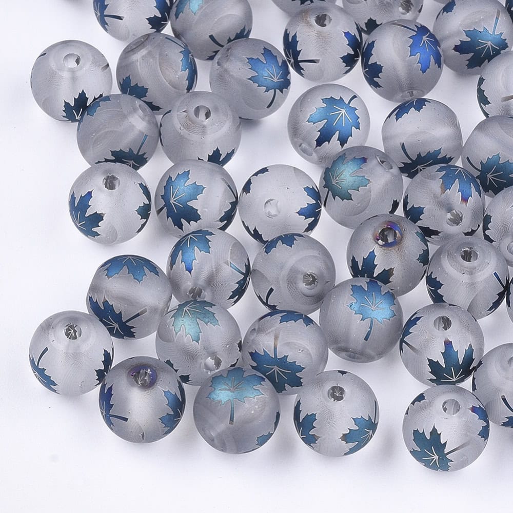 Turquoise Frosted Autumn Glass Beads