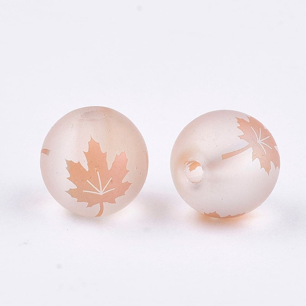 Salmon Frosted Autumn Glass Beads