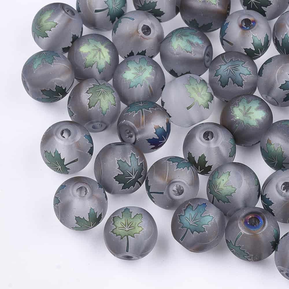 Cadet Blue Frosted Autumn Glass Beads