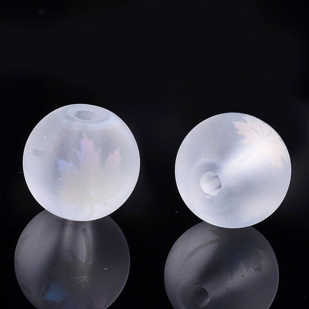 Electroplated Clear AB Frosted Autumn Glass Beads - 8mm