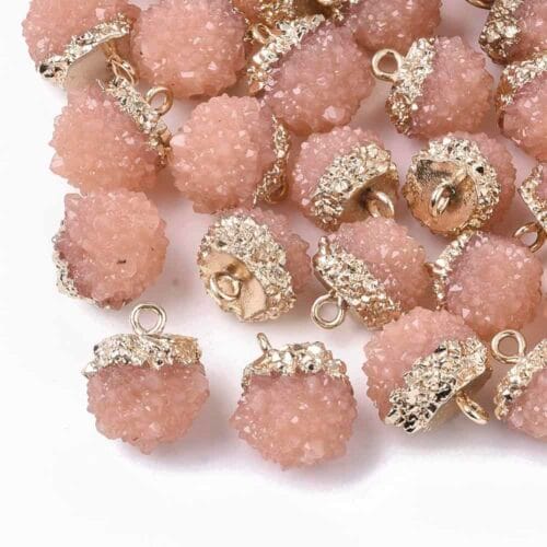 Pink Druzy Resin Pendant