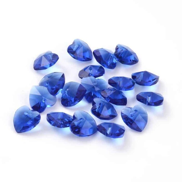 Royal Blue Heart Shape Crystal Bead