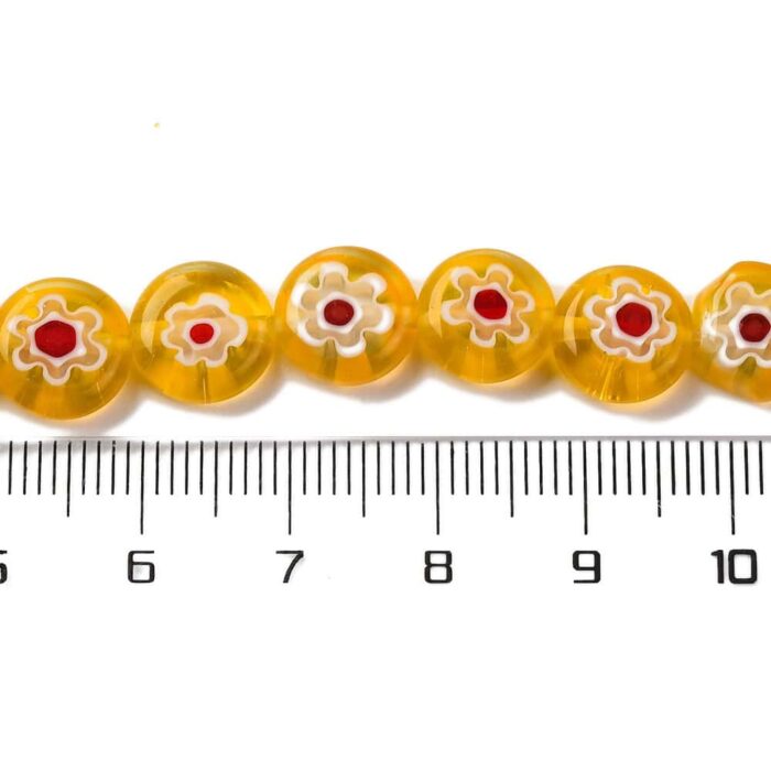 Golden Millefiori Tablet Glass Beads