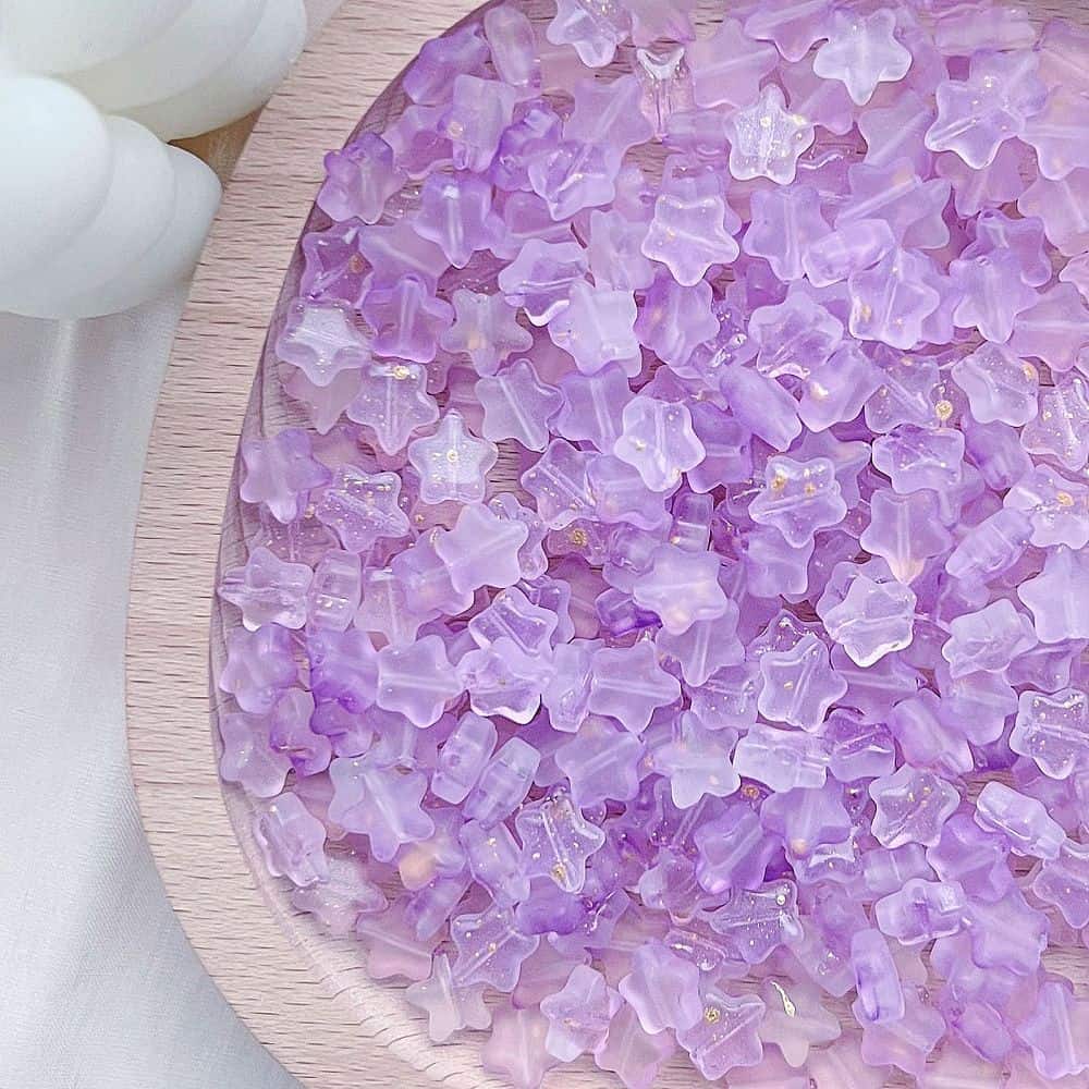 Lilac Star Shape Glass Beads