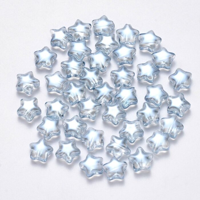 Light Blue Star Shape Glass Beads