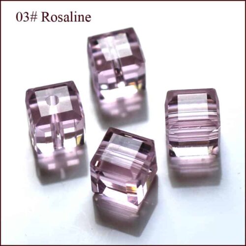Rosaline Faceted Square Glass Beads