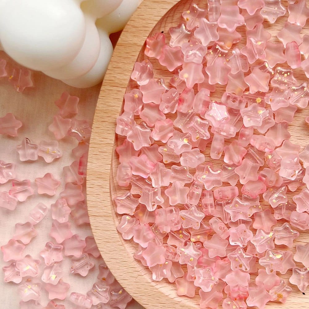 Frosted Light Pink Star Shape Glass Bead