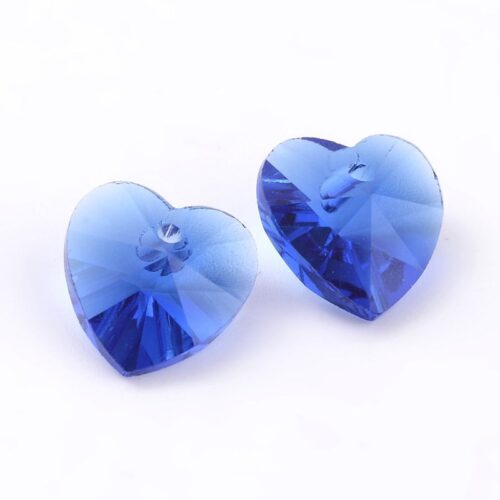 Royal Blue Heart Shape Crystal Bead