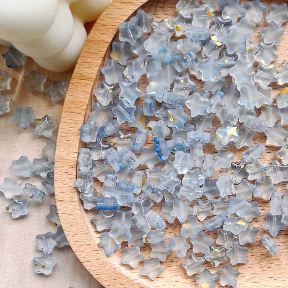 Light Steel Blue Star Shape Glass Beads
