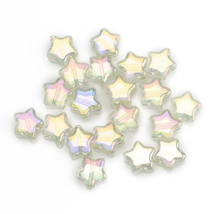 Pale Goldenrod Star Shape Glass Beads