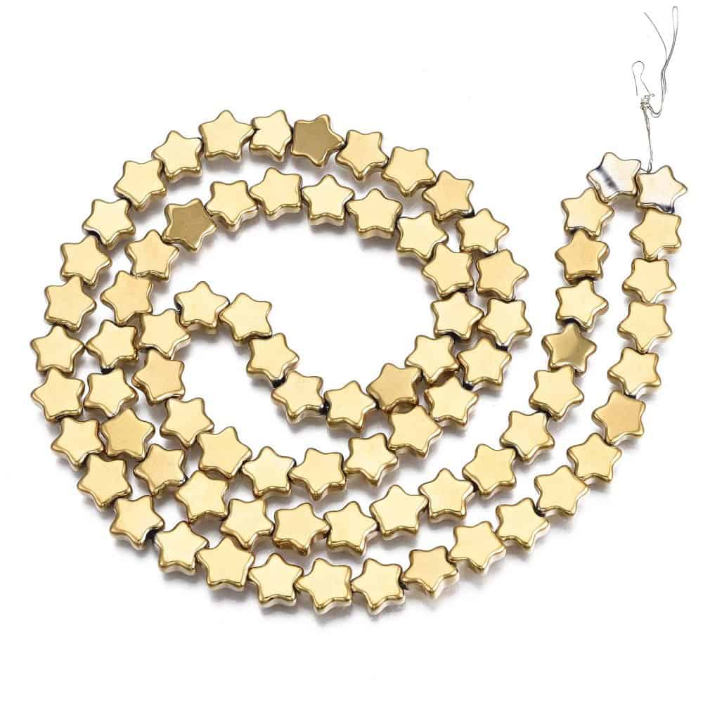 Gold Plated Star Shape Glass Beads