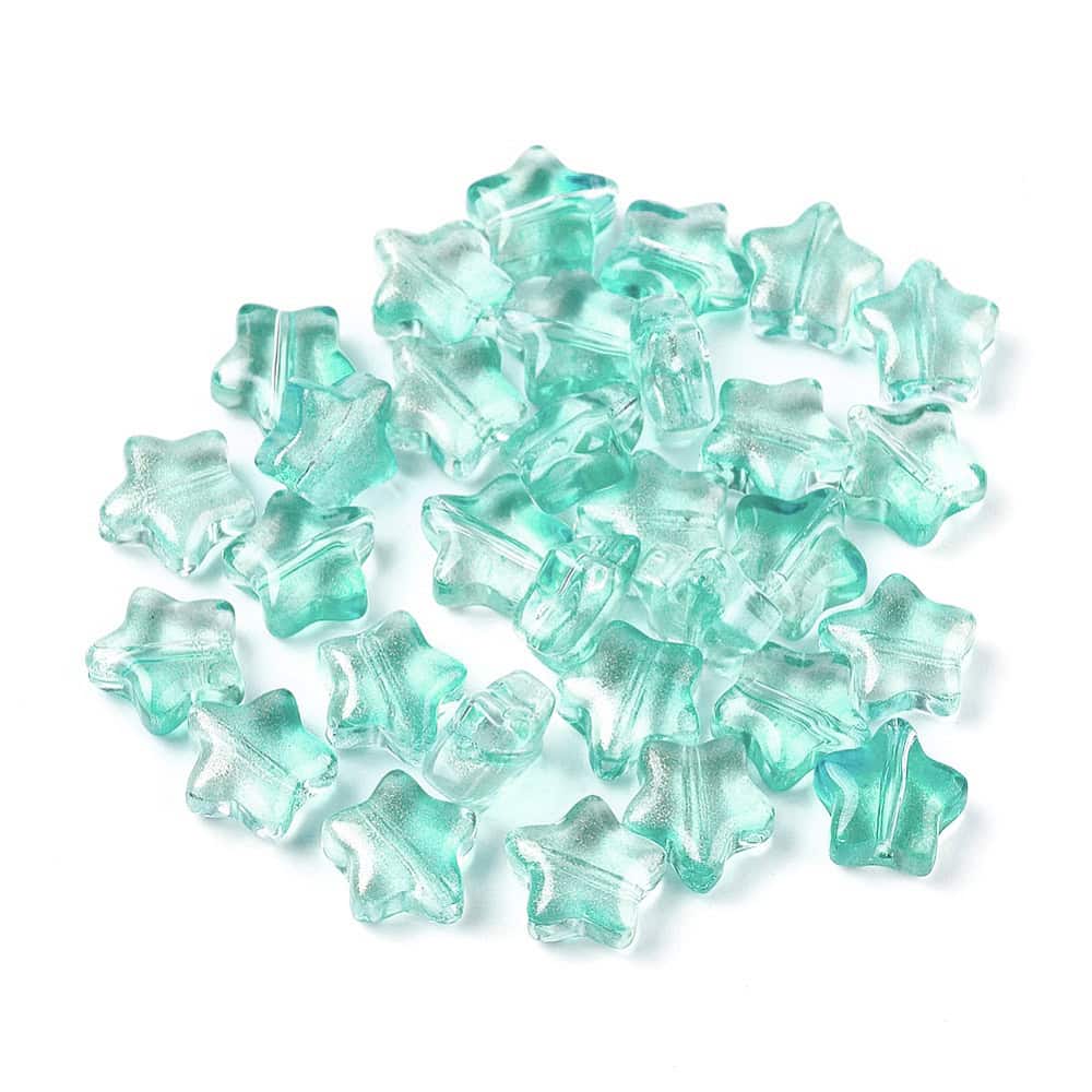 Cyan Star Shape Glass Beads